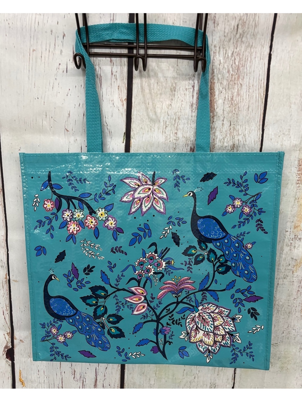 Vera Bradley Reusable Extra Large Market Tote Bag - Peacock Garden Print EUC